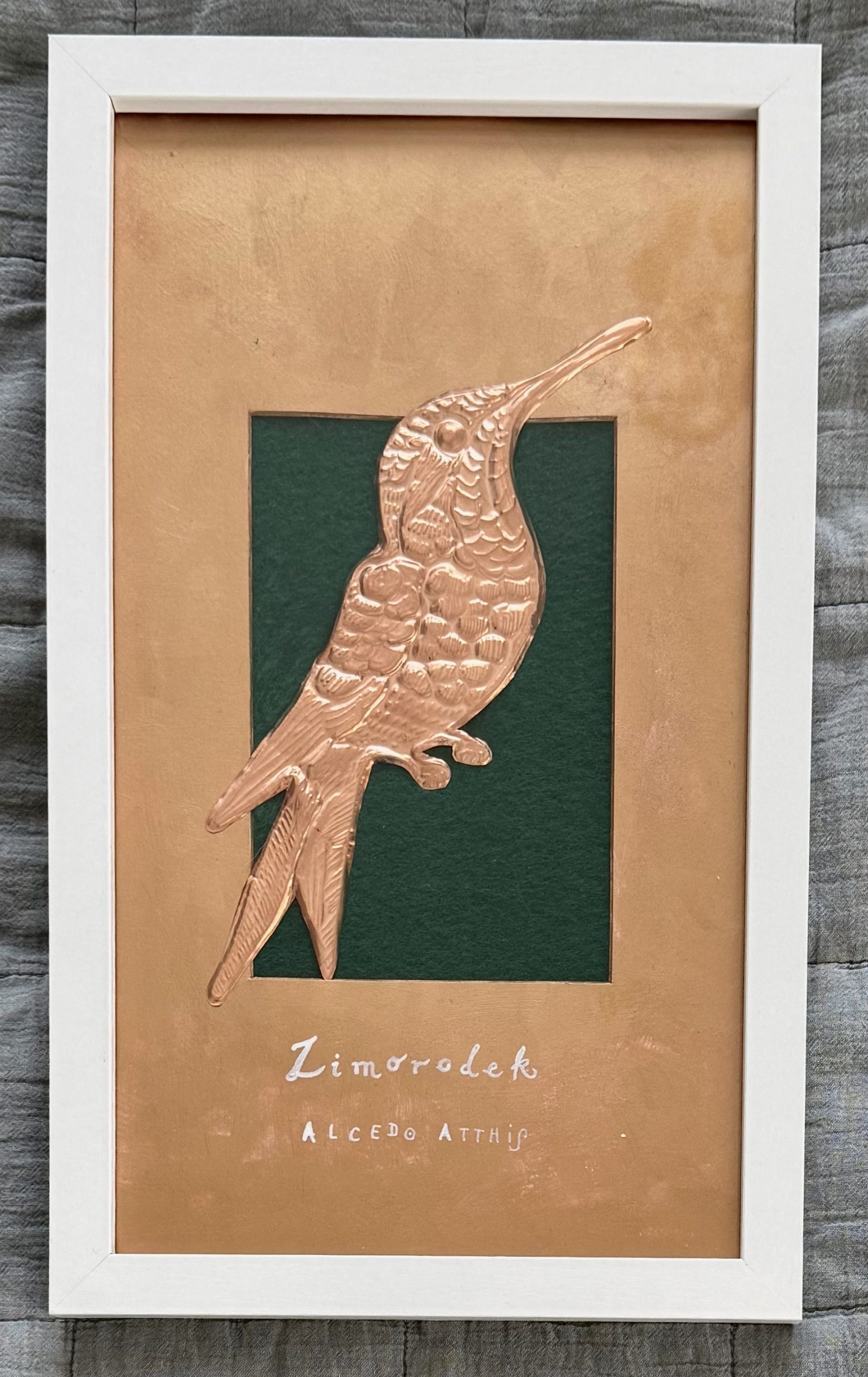 zimoro1 Pyszny Suwalski Zimorodek do Powieszenia na Ścianie (ręcznie wykonany, na miedzianej blaszce)